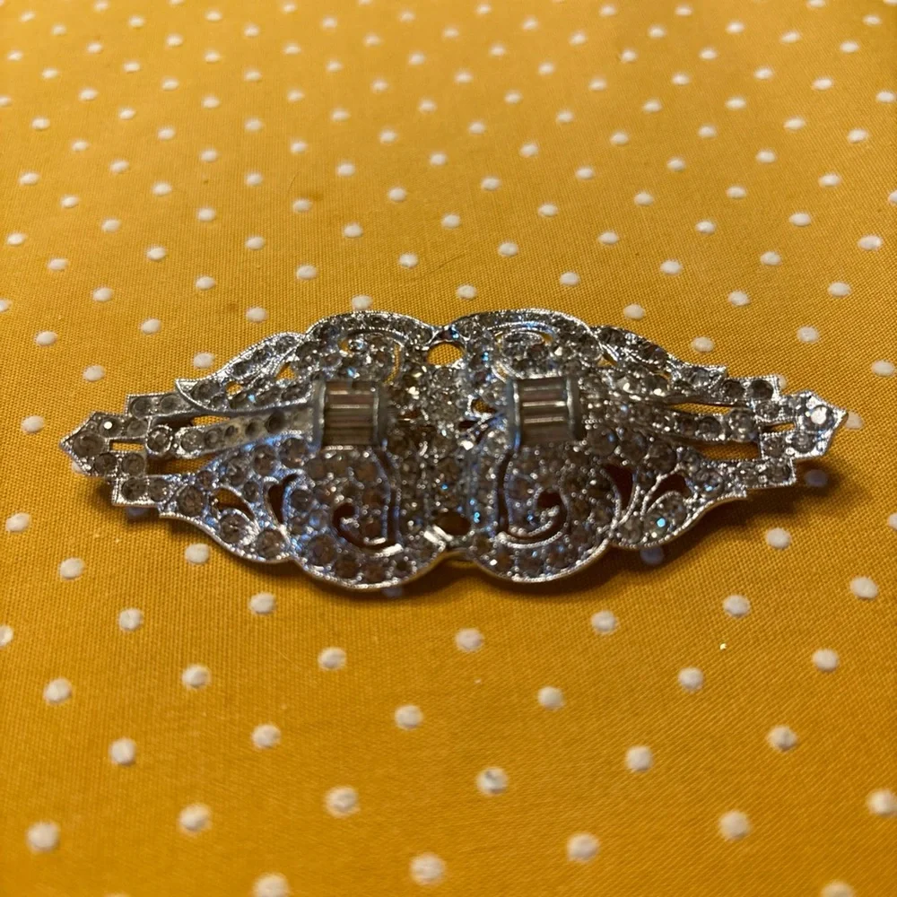 Art Deco Double Clip Brooch - Picture 3 of 8